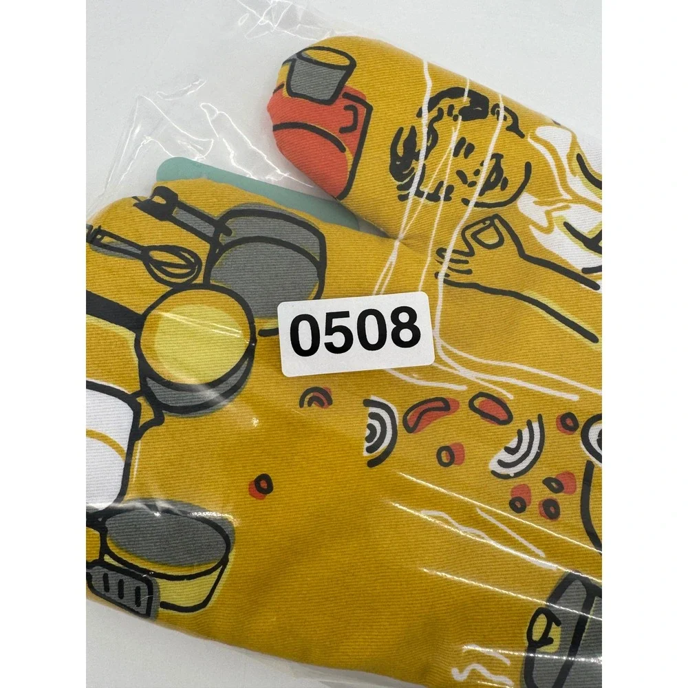 Blue Q Man With A Pan Oven‎ Mitt Retro Yellow 100% Cotton Super Insulated WW128